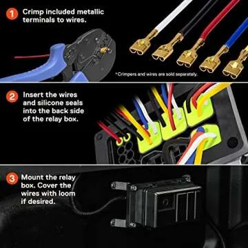 True Mods 12V DC Auto Waterproof Fuse 5-Pin Relay Box Block [6 Bosch Style Relay Holder] [6 ATC/ATO Fusible Holder] Universal Relay Block Box for Automotive Vehicles Cars Marine Boat Light Equipment
