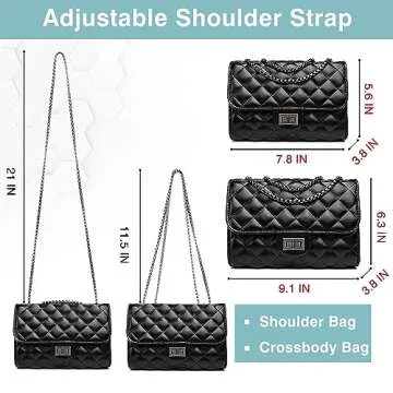 CEDDEOS Black Crossbody Bags for Women, Black Small Purses with Quilted Chain PU Leather Made Black Clutch Purse Black Crossbody bags for Women Small