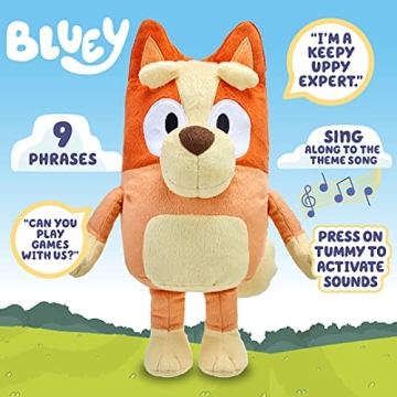 Bluey - 12" Talking Bingo Plush - Interactive - Sing Along with Bingo, 9 Different Phrases, Multicolor, 17137
