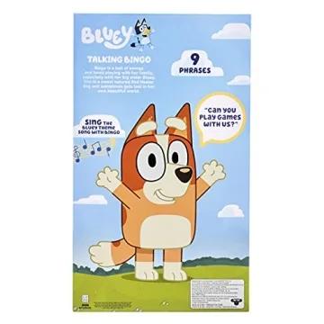 Bluey - 12" Talking Bingo Plush - Interactive - Sing Along with Bingo, 9 Different Phrases, Multicolor, 17137