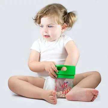 Spill Proof Snack Cup Munchie Mug Green, 12 Ounce jar Blank jar, Made in The USA, Snack Cup for Babies, Kids, Toddlers