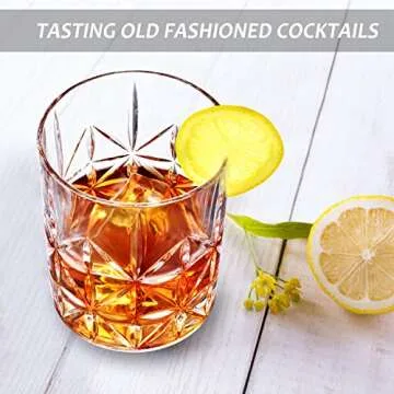 Whiskey Glass Set of 2, veecom 10 oz Crystal Whiskey Glasses Thick Bottom Bourbon Glasses Old Fashioned Rocks Glass Tumbler for Scotch, Cocktail, Liquor, Home Bar Whiskey Gifts for Men (Glass Set 2)