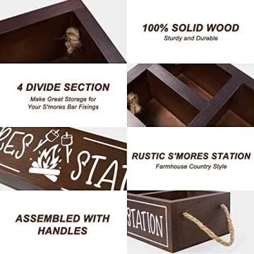 Zingoetrie Rustic S'mores Station Wooden Box for Outdoors