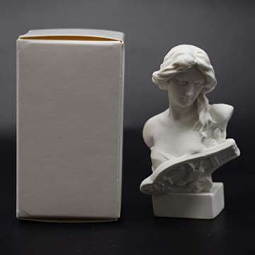 picaru Resin Bust Statue 2.95 Inch Plaster Figurines Mini Home Decoration Sculpture White for Art Ho...