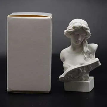 picaru Resin Bust Statue 2.95 Inch Plaster Figurines Mini Home Decoration Sculpture White for Art Ho...