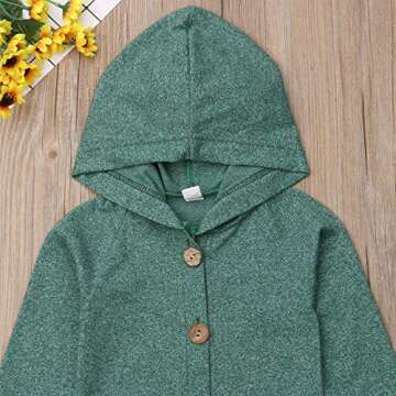 Nokpsedcb Newborn Kids Baby Boys Cute Solid Color Long Sleeve Hooded Romper Jumpsuit Top Outfits Clothes Green, 0-6 Months