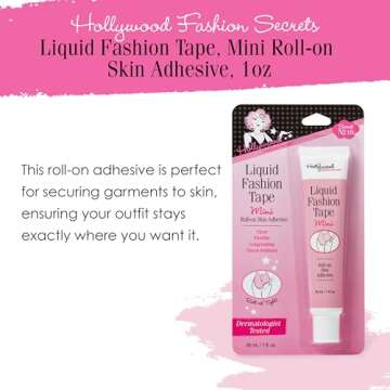 Hollywood Fashion Secrets Liquid Fashion Tape Mini, Roll-On Skin Adhesive, 1 Oz