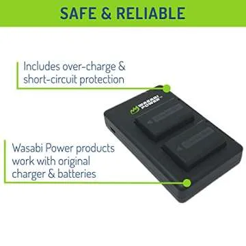 Wasabi Power NP-FW50 Battery 2-Pack & USB-C Dual Charger for Sony ZV-E10, Alpha a5100, a6000, a6300, a6400, a6500, a7R, a7R II, a7S, a7S II, DSC-RX10 III, RX10 IV & More