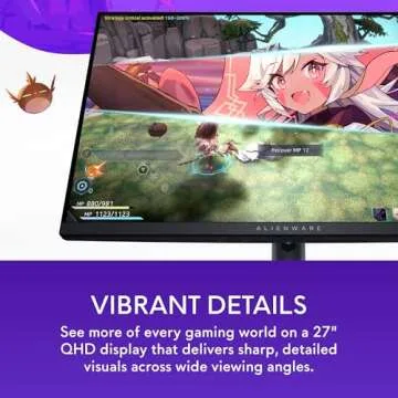 Alienware AW2724DM Gaming Monitor - 27" QHD 180Hz w Overclock, AMD FreeSync Premium Pro, NVIDIA G-SYNC, VESA Display - Black,Black/Silver