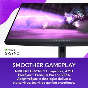 Alienware AW2724DM Gaming Monitor - 27" QHD 180Hz w Overclock, AMD FreeSync Premium Pro, NVIDIA G-SYNC, VESA Display - Black,Black/Silver