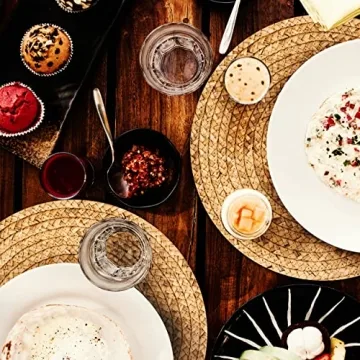 Haxhut Woven Round Placemats Set of 6, Heat Resistant