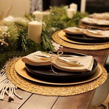 Haxhut Woven Round Placemats Set of 6, Heat Resistant