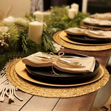 Haxhut Woven Round Placemats Set of 6, Heat Resistant