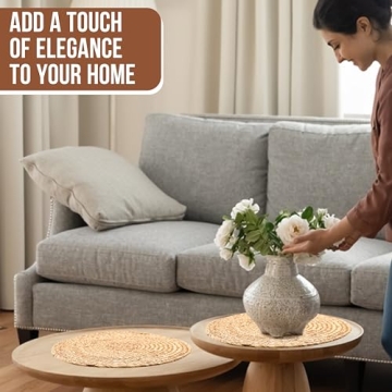 Haxhut Woven Round Placemats Set of 6, Heat Resistant