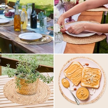Haxhut Woven Round Placemats Set of 6, Heat Resistant