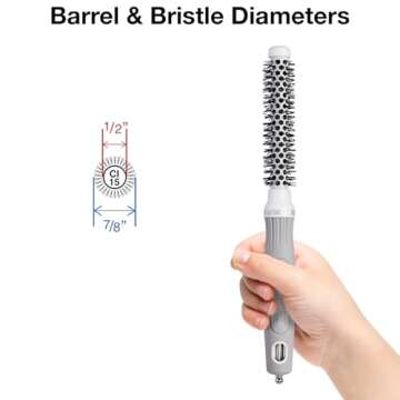 Olivia Garden Ceramic + Ion Round Thermal Hair Brush 0.5" for Perfect Styling