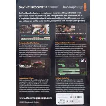 Blackmagic Design DaVinci Resolve Software 000870 Video Editing Software