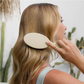 Remilia Hair Vegan Lush Brush - Detangling Hair Brush for All Hair Types, Natural, Straight, Curly, Wet, & Dry Hair - Hair Comb with Vegan Boar Bristles & Soft Ballpoint Tips, Sand