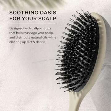 Remilia Hair Vegan Lush Brush - Detangling Hair Brush for All Hair Types, Natural, Straight, Curly, Wet, & Dry Hair - Hair Comb with Vegan Boar Bristles & Soft Ballpoint Tips, Sand