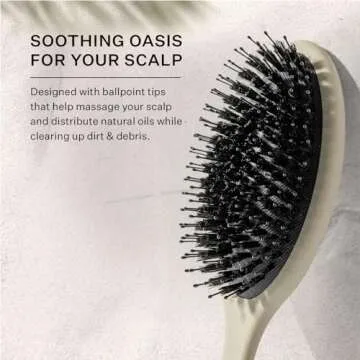 Remilia Hair Vegan Lush Brush - Detangling Hair Brush for All Hair Types, Natural, Straight, Curly, Wet, & Dry Hair - Hair Comb with Vegan Boar Bristles & Soft Ballpoint Tips, Sand