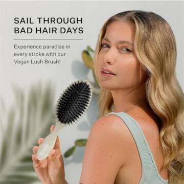 Remilia Hair Vegan Lush Brush - Detangling Hair Brush for All Hair Types, Natural, Straight, Curly, Wet, & Dry Hair - Hair Comb with Vegan Boar Bristles & Soft Ballpoint Tips, Sand