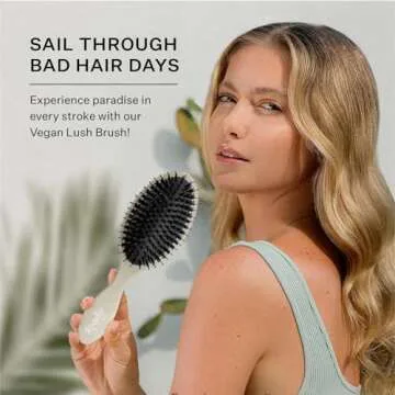 Remilia Hair Vegan Lush Brush - Detangling Hair Brush for All Hair Types, Natural, Straight, Curly, Wet, & Dry Hair - Hair Comb with Vegan Boar Bristles & Soft Ballpoint Tips, Sand