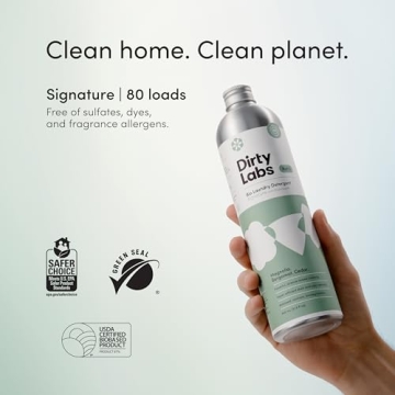 Dirty Labs | Signature Scent Bio-Liquid Laundry Detergent 80 Loads (21.6 fl oz) Hyper-Concentrated High Efficiency & Standard Machine Washing Nontoxic, Biodegradable Stain Odor Removal