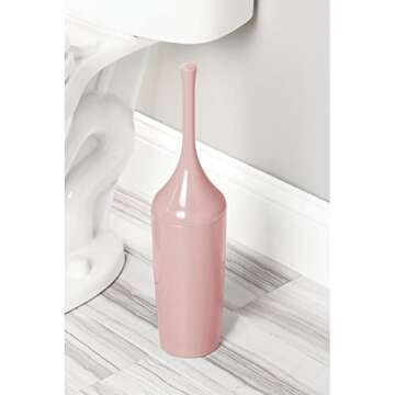 mDesign Modern Slim Plastic Toilet Bowl Brush and Holder for Bathroom Storage and Organization - Spa...
