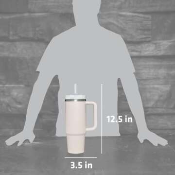 40oz Insulated Tumbler, Reusable Vacuum Quencher Tumbler with Straw, Leak Resistant Lid, Insulated Cup, Maintains Cold, Heat, and Ice for Hours (Cream)
