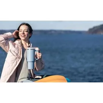 40oz Insulated Tumbler, Reusable Vacuum Quencher Tumbler with Straw, Leak Resistant Lid, Insulated Cup, Maintains Cold, Heat, and Ice for Hours (Cream)