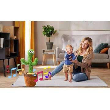 Pbooo Dancing Cactus Toy, Dancing Talking Cactus, A Toy That Moves to the Sound of a Child, Interactive Babies Toy for Girls and Boys, Talking Repeating Toy (Rechargeable)