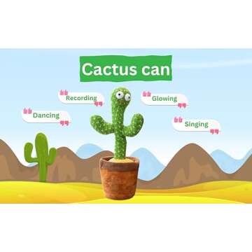 Pbooo Dancing Cactus Toy, Dancing Talking Cactus, A Toy That Moves to the Sound of a Child, Interactive Babies Toy for Girls and Boys, Talking Repeating Toy (Rechargeable)