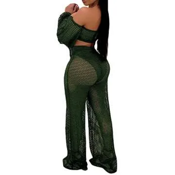 Elegant Two Piece Bikini Sets for Women Vacation Sexy Green Off The Shoulder Tube Top Long Straight ...