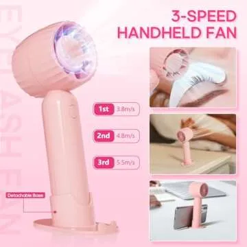 Buqikma Lash Cleaning Kit - Lash Shampoo Kit Eyelash Extension Cleanser for Extensions 60ML with Rechargeable Handheld Lash Fan Dryer Mascara Brush Rinse Bottle Makeup Cleansing Foam for Lash Care