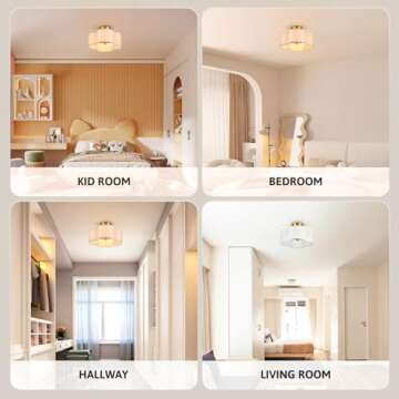 VONLUCE Semi Flush Mount Ceiling Light, 13'' Ceiling Light Fixture with Four Leaf Clover-Shaped, 4-Light Modern Light Fixture for Bedroom Living Room Nursery Hallway, White Shade & Gold Finish
