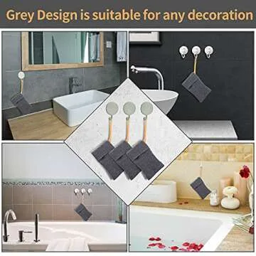 Antimbee 6-Pack Soap Pocket Exfoliating Soap Saver Pouch, Body Scrubber Rough Sponge Exfoliator for Bath or Shower, Gray Mesh Bar Soap Foam Lather Pouch