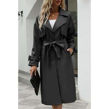 Stylish Bellivera Women Trench Coat Long Faux Leather