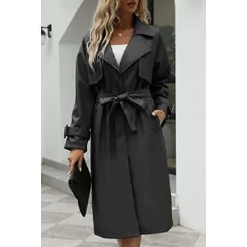 Stylish Bellivera Women Trench Coat Long Faux Leather