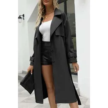 Stylish Bellivera Women Trench Coat Long Faux Leather