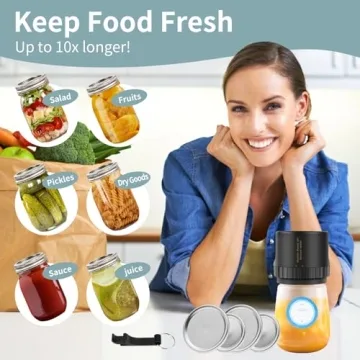 Mason Genie Vacuum Sealer Kit for Mason Jars, Compatible with Wide & Regular Mouth, Food Storage Vac...