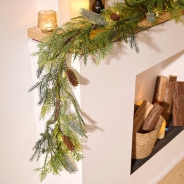 9ft Prelit Norfolk Pine Garland for Festive Decor