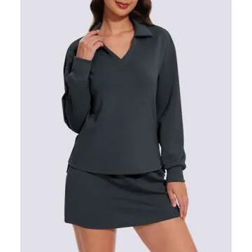 Casly Lamiit Womens 2 Piece Outfits Workout Tennis Skirt Sets Lounge Golf Suit Skorts with Pockets Loose Fit Casual Tops Jogging Sweatsuits Dark Grey XL