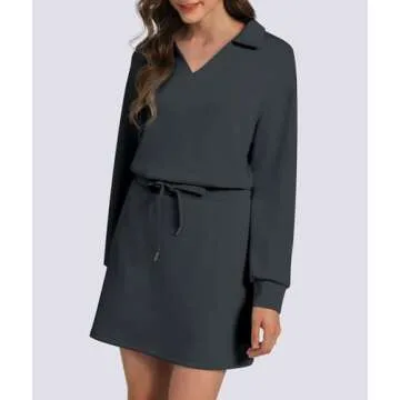 Casly Lamiit Womens 2 Piece Outfits Workout Tennis Skirt Sets Lounge Golf Suit Skorts with Pockets Loose Fit Casual Tops Jogging Sweatsuits Dark Grey XL