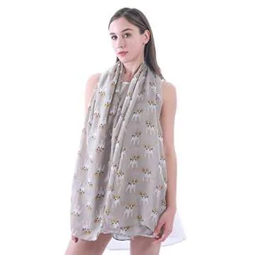 Lina & Lily Jack Russell Terrier Dog Print Women's Scarf Shawl Wrap Lightweight (Beige)