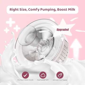 Nursi Luna Flange Inserts 10PCS 13/15/17/19/21mm for 24mm Flange/Shield of Most Pumps, Flange Sizing Kit Silicone Flange Insert, Breastfeeding Essentials Kit for New Moms