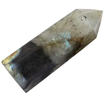 Rockcloud Labradorite Healing Crystal Point Faceted Prism Wand for Meditation and Energy Healing