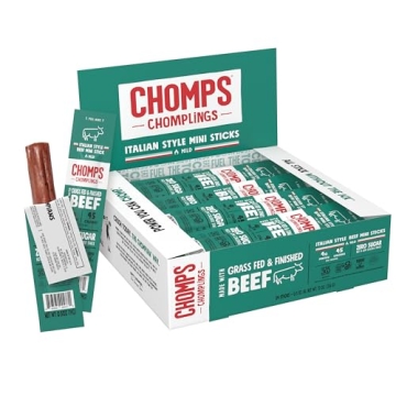 Chomps Snack Size Grass-Fed Italian Beef Jerky Snack Sticks 0.5oz 24-Pack - Keto, Paleo, Whole30, 4g...