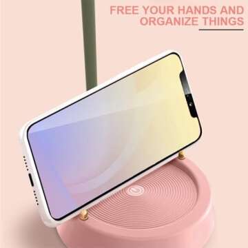 Flower LED Desk Lamp Cordless Table Light Adjustable Gooseneck Dimmable Touch Rechargeable Battery Student Bedroom Room Lighting Table Light House Decor (Yellow)