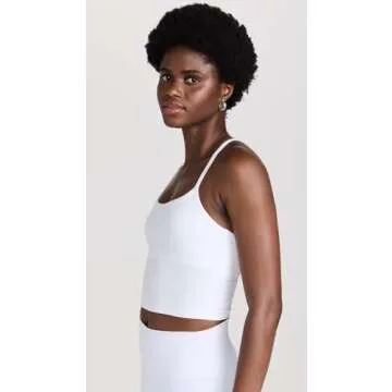 Beyond Yoga Women's Spacedye Slim Racerback Cropped Tank, Cloud White, S