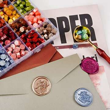 Metallic Assorted Color Wax Seal Beads - 24 Colors Sealing Wax Beads for Making Wax Seals, Decor for...